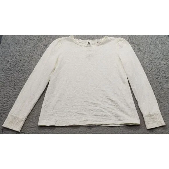 LOFT Tops Loft Blouse Top Womens Medium White Lace Floral Long